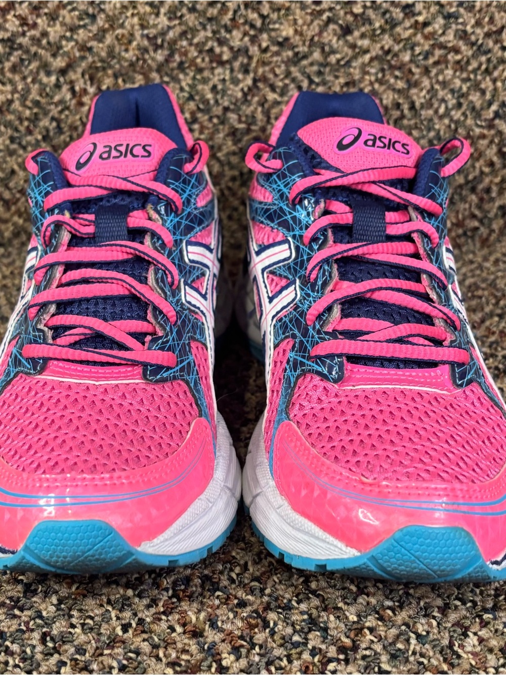 ASICS Women's Pink and Blue Athletic Running Shoes